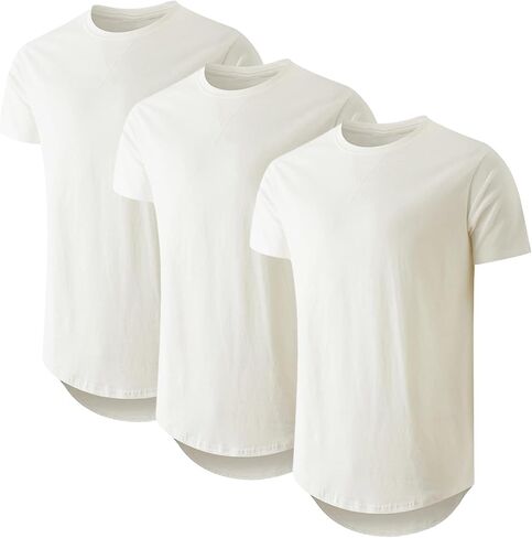 Mens Hipster Hip Hop Longline T Shirts Fashion Lightweight Crewneck Cotton T-Shirt Short Sleeve Premium Tee Shirts Tops in Kuwait