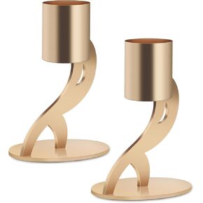 مجموعة حامل الشمعة 2PCS - حاملي الشمعدان الذهبي لشموع تفتق وعمود ، مركزية مزينة أنيقة لطاولة الطعام ، زفاف ، ديكور المنزل ، Fit 3/4 "و 7/8" Candle & LED (6852) in Kuwait