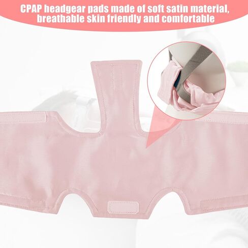 Satin CPAP Neck Pad for CPAP Headgear Straps, Breathable CPAP Covers, Comfort CPAP Strap Cushions, CPAP Mask Strap Covers for Reducing Headgear Pressure and Cheeking Red Marks (Dark Blue) in Kuwait