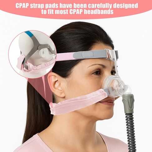 Satin CPAP Neck Pad for CPAP Headgear Straps, Breathable CPAP Covers, Comfort CPAP Strap Cushions, CPAP Mask Strap Covers for Reducing Headgear Pressure and Cheeking Red Marks (Dark Blue) in Kuwait