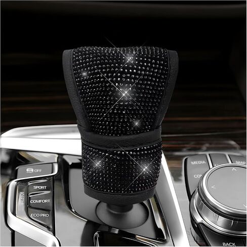 Bling Auto Gear Shift Knob Cover, Rhinestone Glitter Shifter Stick Protector for Girls Women, Sparkly Diamond Transmission Gear Shift Lever Knob Cover for Cars Trucks SUVs (White) in Saudi Arabia
