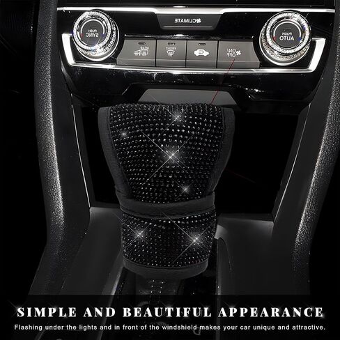 Bling Auto Gear Shift Knob Cover, Rhinestone Glitter Shifter Stick Protector for Girls Women, Sparkly Diamond Transmission Gear Shift Lever Knob Cover for Cars Trucks SUVs (White) in Saudi Arabia