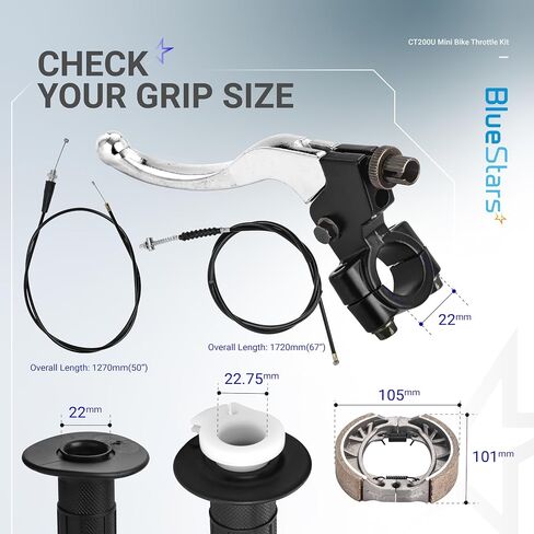 BlueStars Mini Bike Throttle Assembly Kit 7/8" 22mm Handlebars - Compatible with Coleman BT200X CT200U CT200U-EX Baja Warrior Massimo MB165 MB200 Predator 212cc 196cc 200cc 6.5hp in Saudi Arabia