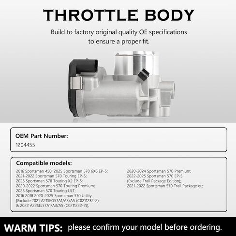 Throttle Body Electronic Throttle Control Fits for Polaris 2016-2025 Sportsman 570 450 2013-2025 Ranger 570 900 1000 2015-2025 RZR 570 900 1000 2016-2025 RZR Turbo PRO Replace 1204455 in Saudi Arabia