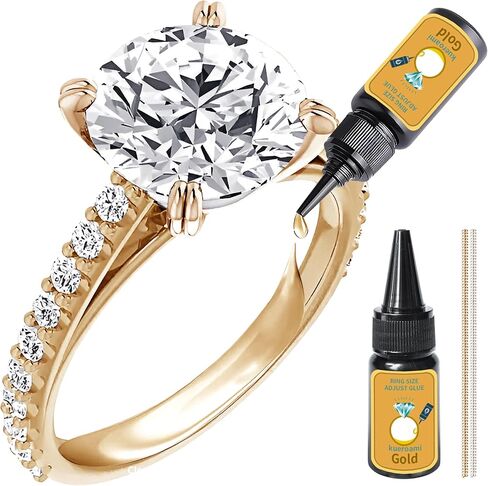 Ring Sizers Gel for Loose Rings, Innovative Ring Guards Glue Fit Most Rings, 1 Gold, 1 Clear, Invisible Ring Adjuster Adhesive with UV Light Easy to Apply (2 Bottles) in Kuwait