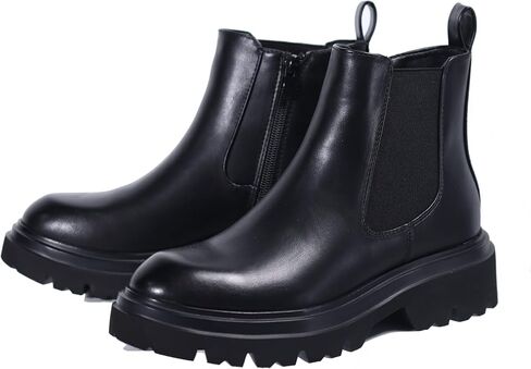 Women's Ultra-Light Chelsea Boots with Plush Fleece Lining – Featherweight Sole, Chunky Heel, Slip-On Elastic Ankle Booties for All-Day Comfort in Saudi Arabia