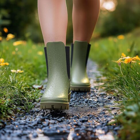 Hisea Chelsea Rain Boots Women Women Otgy Garden Boots for Women Short Rubber Boot Outdoor في الهواء الطلق in Kuwait