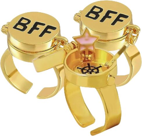 BFF Ring | Set of 2 or 3, Adjustable ring with lock, Adjustable Opening Best Friend Lock Sponge Rings Cartoon Anime for Friendship Gifts, Cool, Funny Couple, Matching Rings in Kuwait