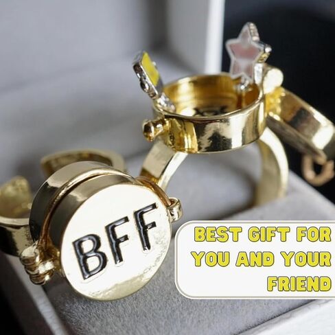 BFF Ring | Set of 2 or 3, Adjustable ring with lock, Adjustable Opening Best Friend Lock Sponge Rings Cartoon Anime for Friendship Gifts, Cool, Funny Couple, Matching Rings in Kuwait