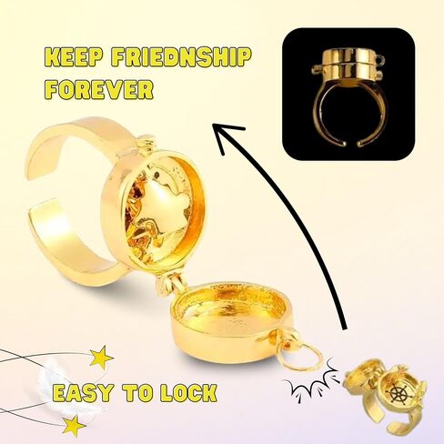 BFF Ring | Set of 2 or 3, Adjustable ring with lock, Adjustable Opening Best Friend Lock Sponge Rings Cartoon Anime for Friendship Gifts, Cool, Funny Couple, Matching Rings in Kuwait