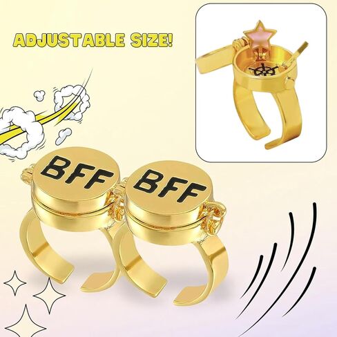 BFF Ring | Set of 2 or 3, Adjustable ring with lock, Adjustable Opening Best Friend Lock Sponge Rings Cartoon Anime for Friendship Gifts, Cool, Funny Couple, Matching Rings in Kuwait