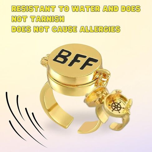 BFF Ring | Set of 2 or 3, Adjustable ring with lock, Adjustable Opening Best Friend Lock Sponge Rings Cartoon Anime for Friendship Gifts, Cool, Funny Couple, Matching Rings in Kuwait