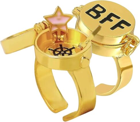 BFF Ring | Set of 2 or 3, Adjustable ring with lock, Adjustable Opening Best Friend Lock Sponge Rings Cartoon Anime for Friendship Gifts, Cool, Funny Couple, Matching Rings in Kuwait
