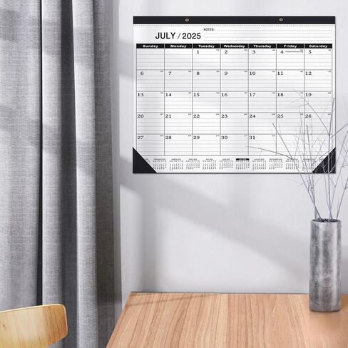 Desk Calendar 2025 large 22 x17, Large Desk Calendar 2025(Jan. 2025-Jun.2026),2025 Calendar,Classic Black Calendar 2025,Large Monthly Desktop Calendar 2025,Desk Calendar 2025-2026 with Plastic Cover in Kuwait