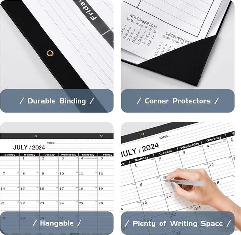 Desk Calendar 2025 large 22 x17, Large Desk Calendar 2025(Jan. 2025-Jun.2026),2025 Calendar,Classic Black Calendar 2025,Large Monthly Desktop Calendar 2025,Desk Calendar 2025-2026 with Plastic Cover in Kuwait