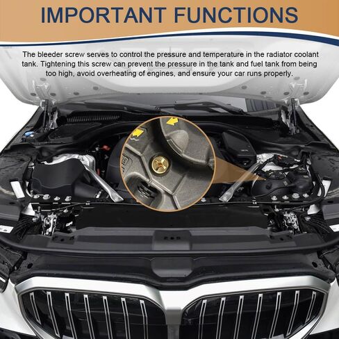 Radiator Coolant Expansion Tank Bleeder Screw, Automotive Replacement Engine Coolant Recovery Kits, Radiator Expansion Tank Drain Screw with Rubber O-ring for X1 X3 E46, Replace OEM#17111712788 in Saudi Arabia