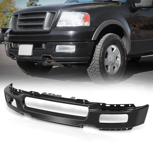 Auto Dynasty Front Bumper Replacement Face Bar Compatible with 2004 2005 2006 Ford F-150, with Fog Light Cutouts, Paint to Match Black, FO1002391 in Kuwait