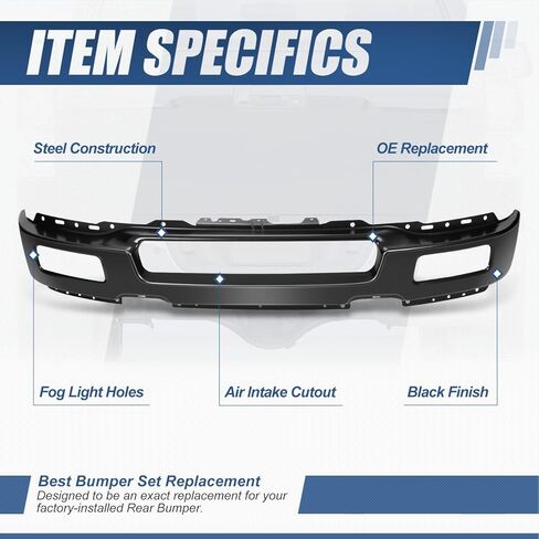 Auto Dynasty Front Bumper Replacement Face Bar Compatible with 2004 2005 2006 Ford F-150, with Fog Light Cutouts, Paint to Match Black, FO1002391 in Kuwait