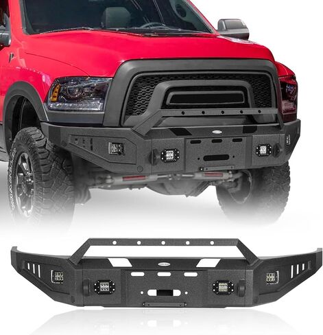 HOOKE ROAD RAM 1500 REBEL WIDTH WIDTH FRONT PROMPER W/WINCH PLATE & LED LIGHTS لـ DODGE RAM 1500 REBEL 2015 2017 2017 in Saudi Arabia