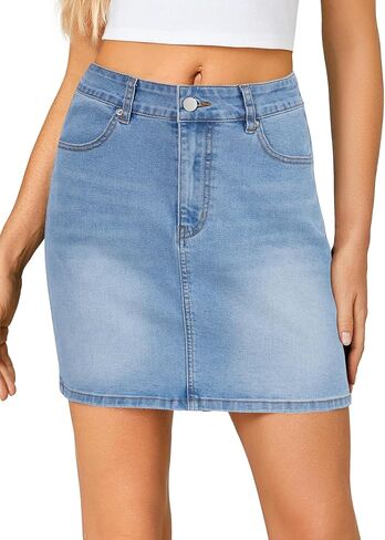 KIFOVEN Women's Mini Denim Skirt High Waisted Casual Stretch Slim Fit Jean Skirt in Kuwait