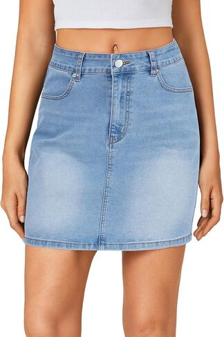 KIFOVEN Women's Mini Denim Skirt High Waisted Casual Stretch Slim Fit Jean Skirt in Kuwait