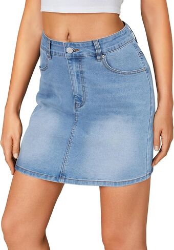 KIFOVEN Women's Mini Denim Skirt High Waisted Casual Stretch Slim Fit Jean Skirt in Kuwait