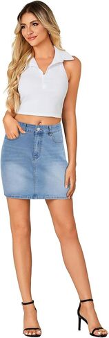 KIFOVEN Women's Mini Denim Skirt High Waisted Casual Stretch Slim Fit Jean Skirt in Kuwait