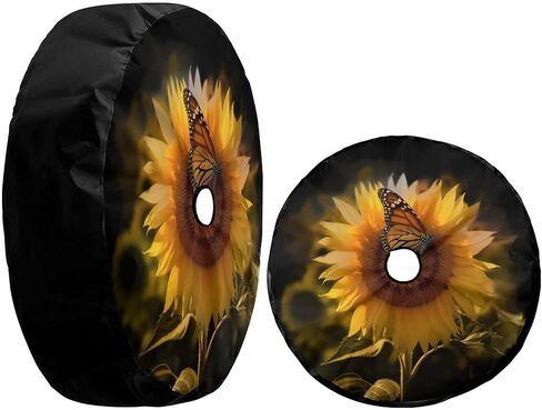 Foruidea Butterfly and Sunflower She is Sunshine Spare Tire Cover with Backup Camera Hole Wheel Tire Cover Fit Trailer, RV, SUV and Many Vehicle 17inch in Saudi Arabia