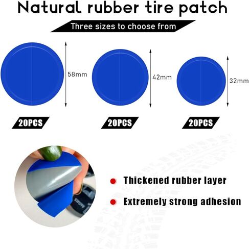 90PCS Tire Repair Patch, 32mm 42mm 58mm Rubber Tyre Puncture for Fast Repair, Round Auto Tire Repair Tool for Car Truck Motorcycle Inner Tire, Universal Car Accessories in Kuwait