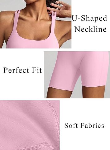 Unthewe Women's Criss Cross Back Workout Romper Athletic One Piece Bodysuit Yoga Shorts Jumpsuits Padded in Saudi Arabia