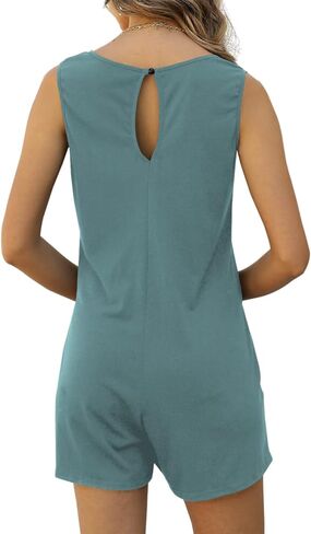 Womens Summer Casual Loose Tank Romper Sleeveless Crewneck Jumpsuit Shorts Romper with Pockets Outfits 2025 in Saudi Arabia
