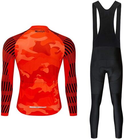 Men Cycling Clothing Set Winter Long Sleeve Jacket Bike Jersey Kit Plus Velvet Riding Clothes + Cycling Pants with 20D Pad in Kuwait