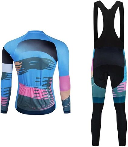 Men Cycling Clothing Set Winter Long Sleeve Jacket Bike Jersey Kit Plus Velvet Riding Clothes + Cycling Pants with 20D Pad in Kuwait