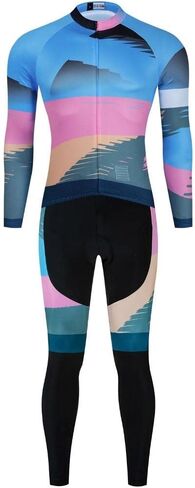 Men Cycling Clothing Set Winter Long Sleeve Jacket Bike Jersey Kit Plus Velvet Riding Clothes + Cycling Pants with 20D Pad in Kuwait
