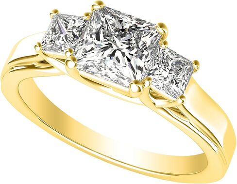 0.5 to 4 Carat 3 Three Stone Princess Diamond Engagement Ring 14K Yellow Gold (I-J Color Value) in Saudi Arabia