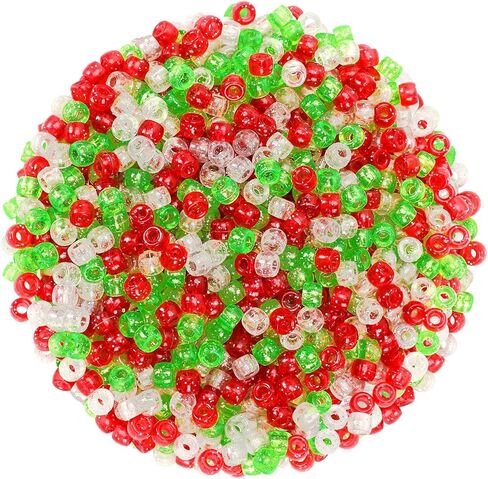 UPINS 1200Pcs Fall Pony Beads, Autumn Thanksgiving Pony Beads for Jewelry Making Yellow Orange Red Brown Pony Beads Thanksgiving Party Decoration Necklace Bracelets Hair Crafts Supplies in Kuwait