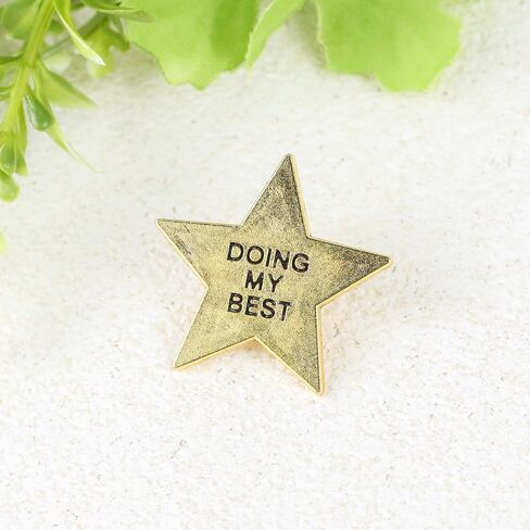 Doing My Best Gold Star Enamel Pin, Motivational Brooch Pin, Gift For Her Him Teachers Coworker, Inspirational Lapel Badge, Lucky Star Brooches, Positive Vibes Decorative Jewelry Accessories For Backpack Jacket Hat in Saudi Arabia
