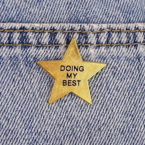 Doing My Best Gold Star Enamel Pin, Motivational Brooch Pin, Gift For Her Him Teachers Coworker, Inspirational Lapel Badge, Lucky Star Brooches, Positive Vibes Decorative Jewelry Accessories For Backpack Jacket Hat in Saudi Arabia