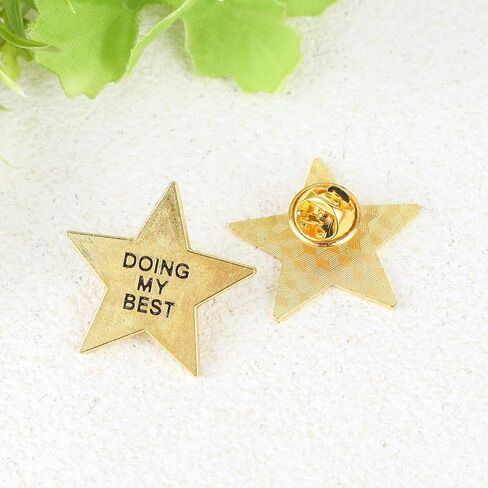 Doing My Best Gold Star Enamel Pin, Motivational Brooch Pin, Gift For Her Him Teachers Coworker, Inspirational Lapel Badge, Lucky Star Brooches, Positive Vibes Decorative Jewelry Accessories For Backpack Jacket Hat in Saudi Arabia