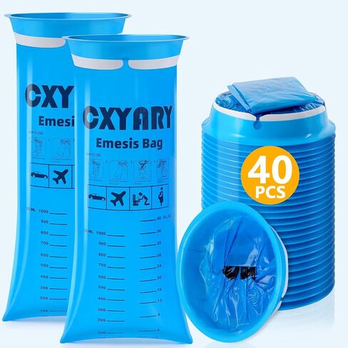 100 Pack Vomit Bags Disposable, 1000ml Emesis Bags, Portable Throw Up Puke Nausea Bag for Pregnant Women, Leak Resistant for Car and Travel Motion Sickness in Kuwait