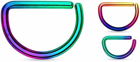 Covet Jewelry D Shape Titanium Anodized Over Annealed 316L Surgical Steel Cut Ring in Saudi Arabia
