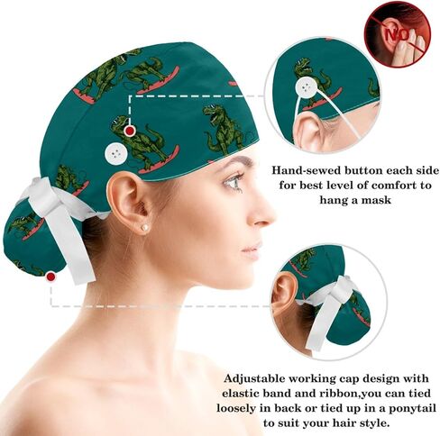 Working Cap + Hair Tie Bouffant Caps Tie Back Hat with Sweatband Scrub Hat Bee Turban Cap in Saudi Arabia