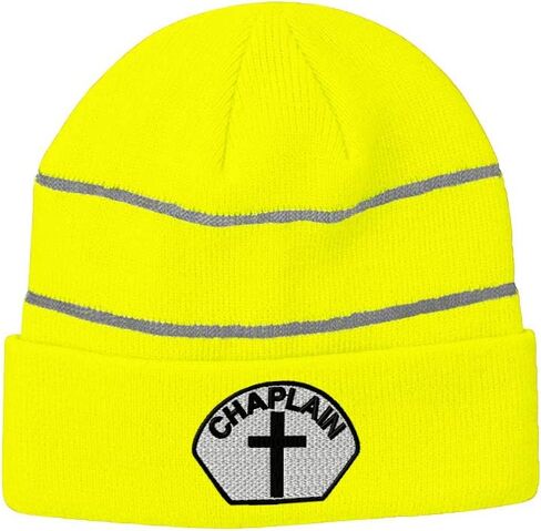 Custom Reflective Beanie Chaplain Cross Sign Embroidery Acrylic in Saudi Arabia