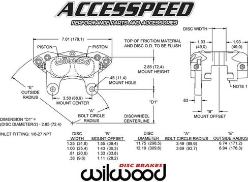 Wilwood 120-13843 Dynalite Caliper-Anodized Gray 1.75" Pistons, .38" Disc in Saudi Arabia
