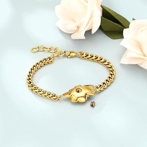 shajwo Cremation Jewelry Rose Flower Urn Bracelet for Human Ashes for Women Girl Adjustable Memorial Keepsake Link Bracelet in Saudi Arabia