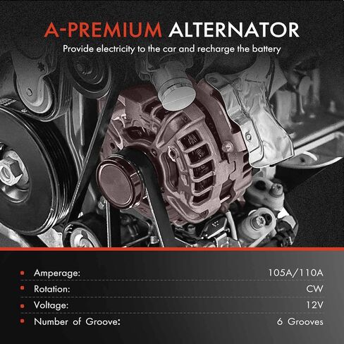 A-Premium Lovelator متوافق مع Buick Lesabre Pontiac Bonneville 2000 2001 2002 2003 2004 V6 3.8L ، 12V 105a Procketwork 6-Grove Pulley ، استبدل# 10464439 ، 10480411 ، 25744164 in Saudi Arabia