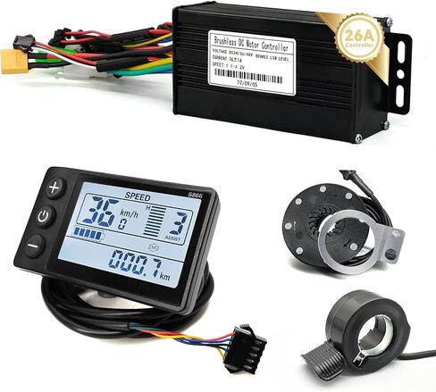 Ebike Sine Wave Controller 26a متوافق مع 24V 36V 48V مع S866 LCD Display/Thumb Thumb و PAS للملحقات ... (3MO 26A-S866-130X) in Kuwait