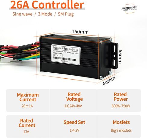 Ebike Sine Wave Controller 26a متوافق مع 24V 36V 48V مع S866 LCD Display/Thumb Thumb و PAS للملحقات ... (3MO 26A-S866-130X) in Kuwait