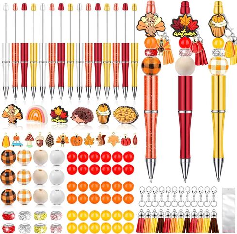 220 Pcs Christmas Beaded Pens Bulk,22 Sets Christmas Pens Bulk with Christmas Focal Beads, Silicone Beads, Christmas Charms and Tassels, DIY Beadable Pens Gift for Office School Students in Saudi Arabia