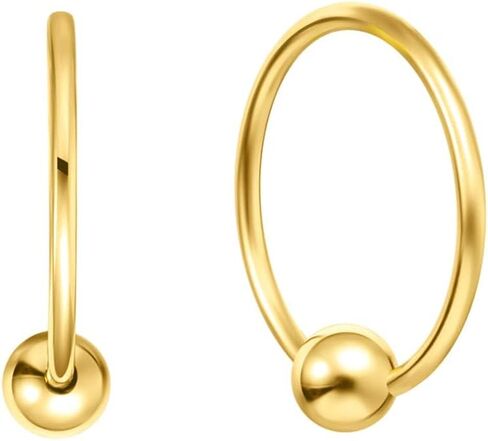 FANCIME 18K Rose Yellow Solid Gold Hoop Earrings Minimalist 3mm Bead Endless Extra Small Mini Sleeper Hoop Earrings Fine Jewelry Gifts for Women,11mm Diameter in Saudi Arabia